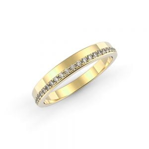 Dual-Tone Centre Slit Titanium Ring + Classic Slit with Diamonds Wedding Band