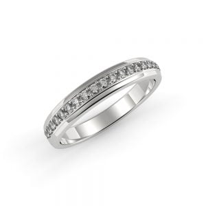 Satin Beveled Ring + Refined Centre Slit Diamond Band