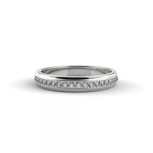 Satin Beveled Ring + Refined Centre Slit Diamond Band