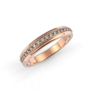 Satin Beveled Ring + Refined Centre Slit Diamond Band
