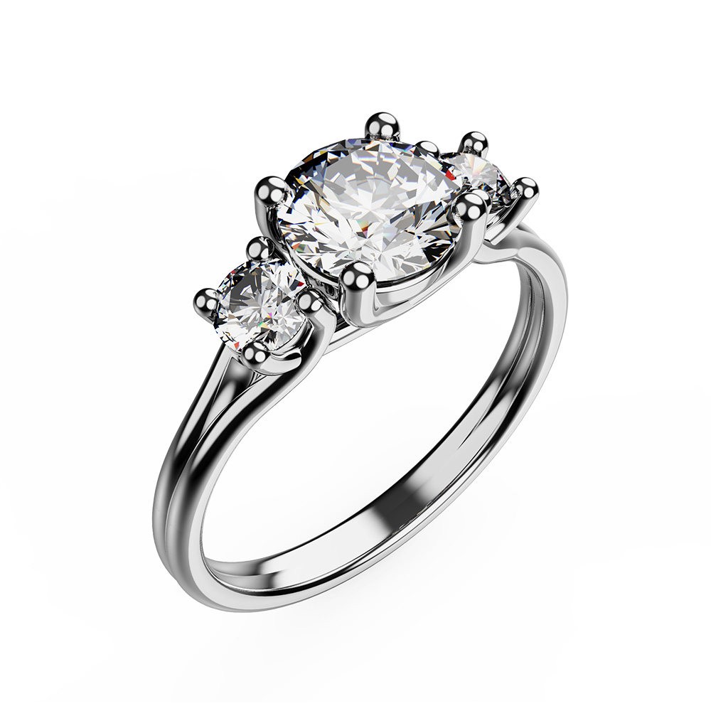 Platinum 2.44ctw Oval Diamond 3 Stone Engagement Ring