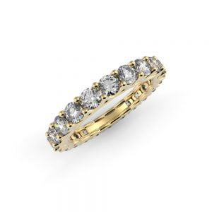 Single Diamond Satin Ring + Trellis Eternity Band