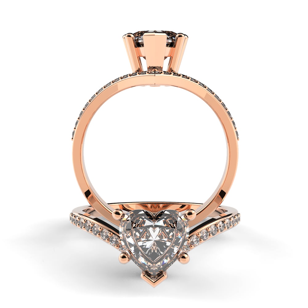 V Crown Heart Shape Diamond Ring RG