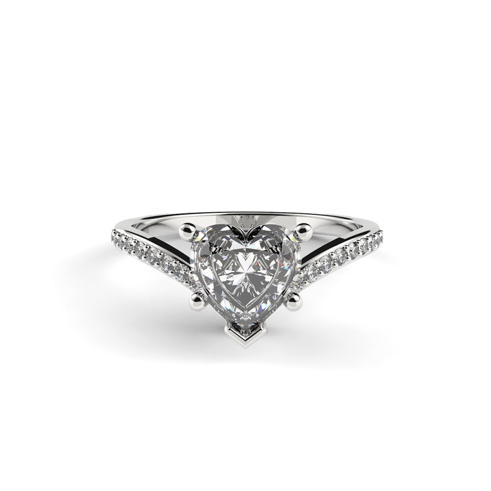 14k White Gold Heart Shaped Engagement Ring