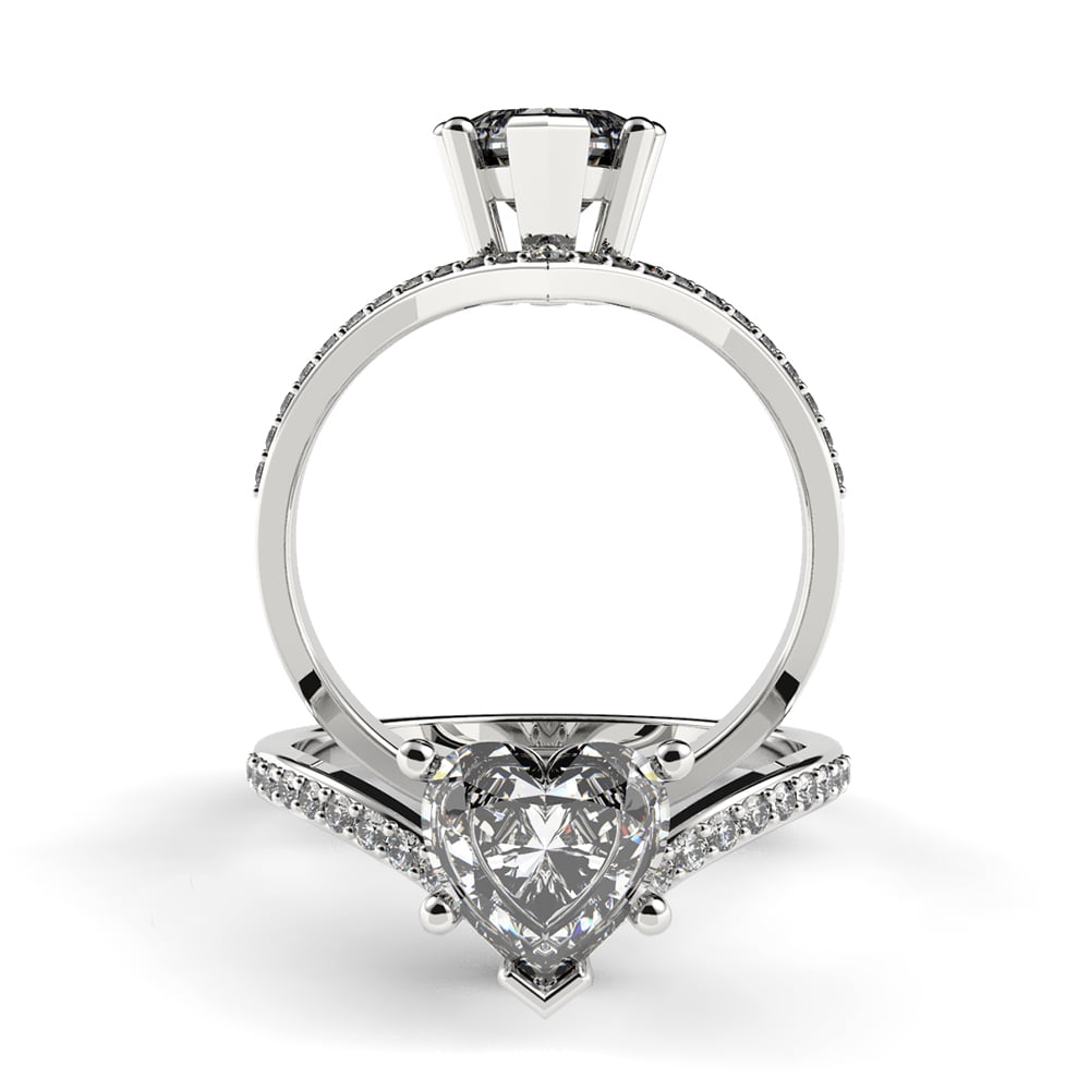 V-Crown Heart Shape Diamond Ring