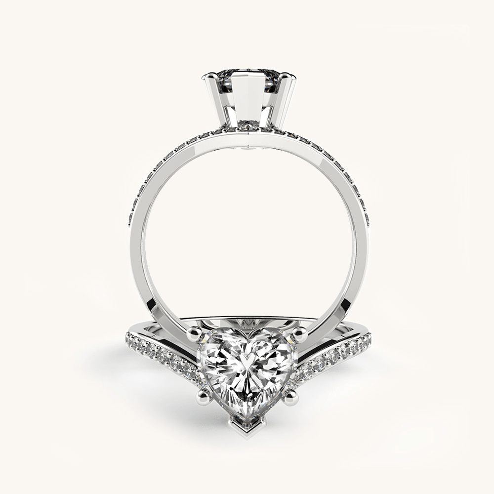 V Crown Heart Shape Diamond Ring