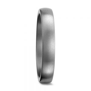 Titanium Slight Dome Matted Ring + 5-Diamond Pavé Thin Wedding Band