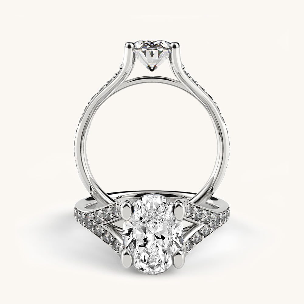 Split Shank Oval Diamond Engagement Ring