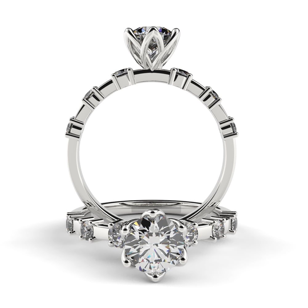 Lily Crown Diamond Ring with Side Diamonds