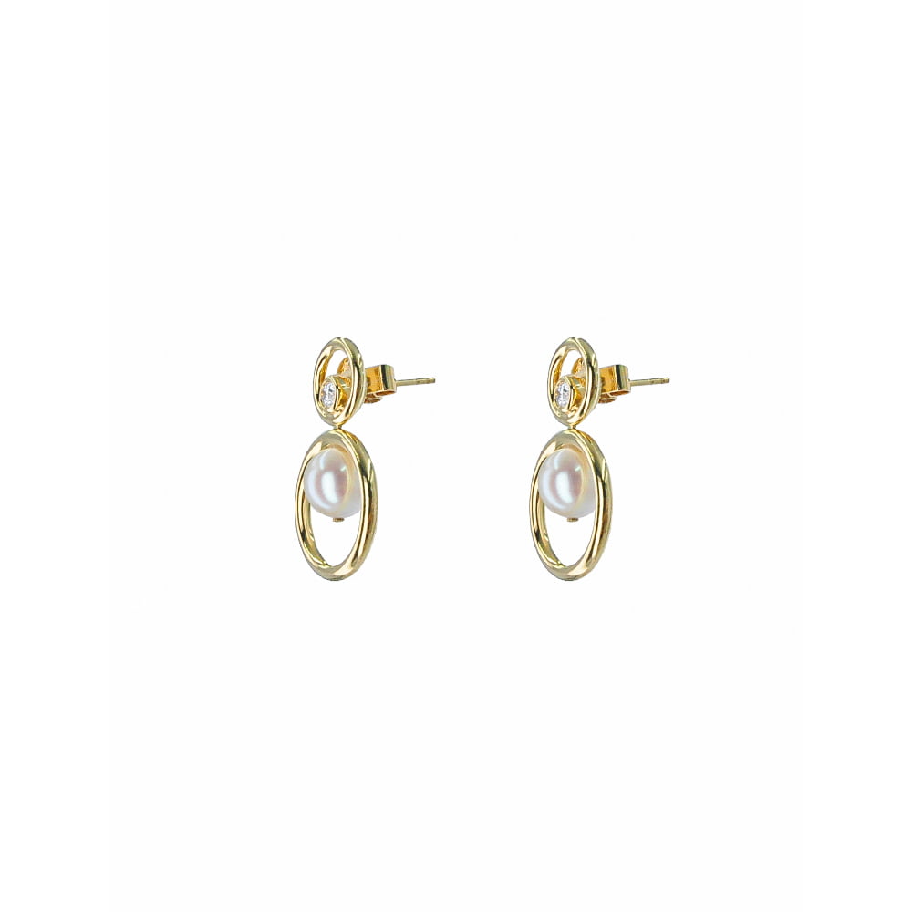 Japanese akoya pearl earrings with vermeil swirls  Touchstones Designs