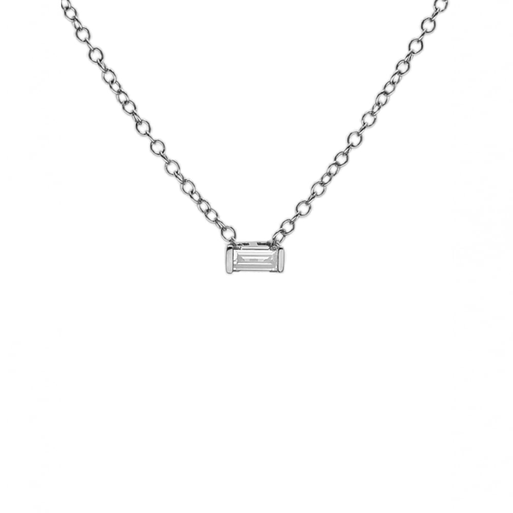 Baguette Lab-Grown Diamond Necklace in White Gold