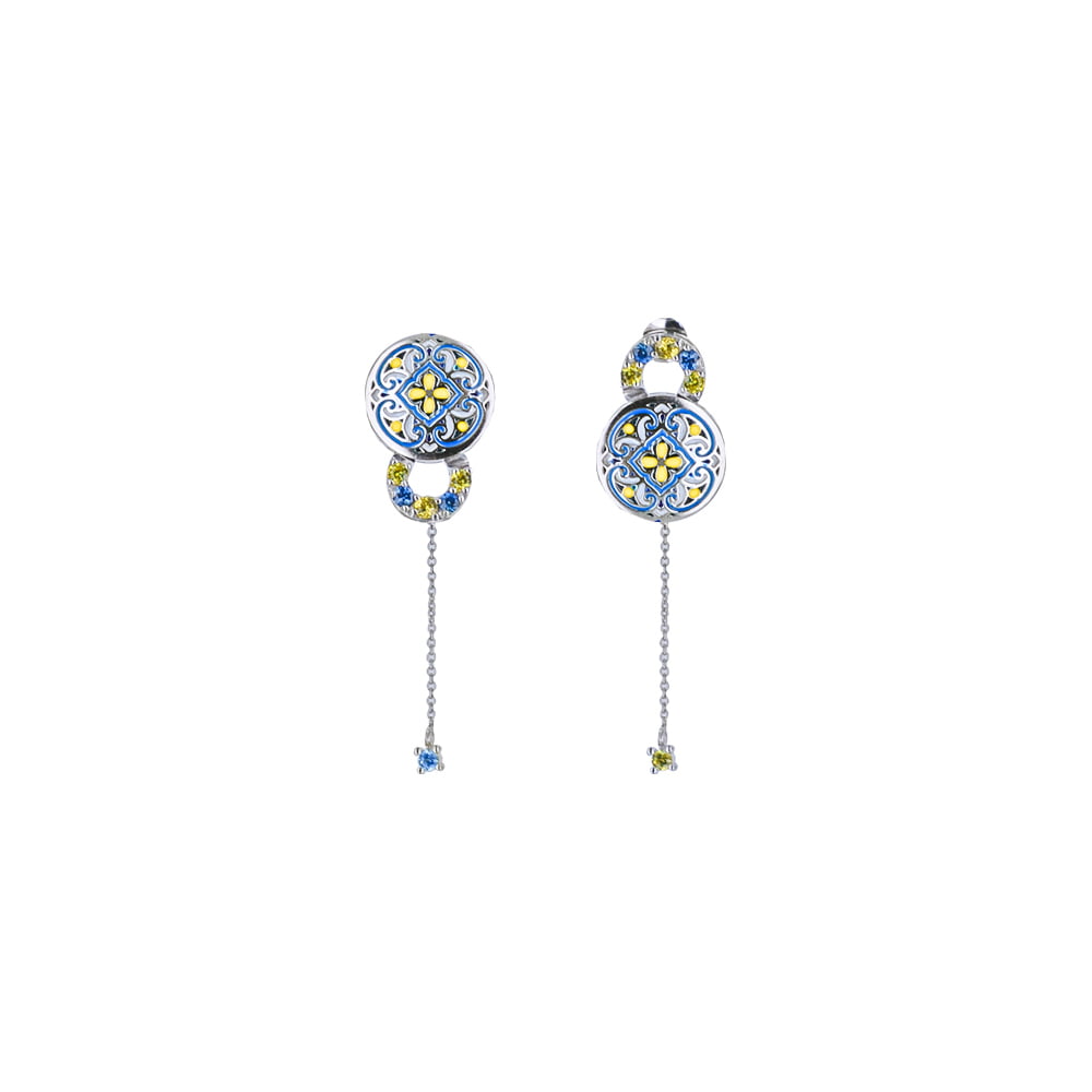 The Legacy Coin Earrings with Sapphire Drop