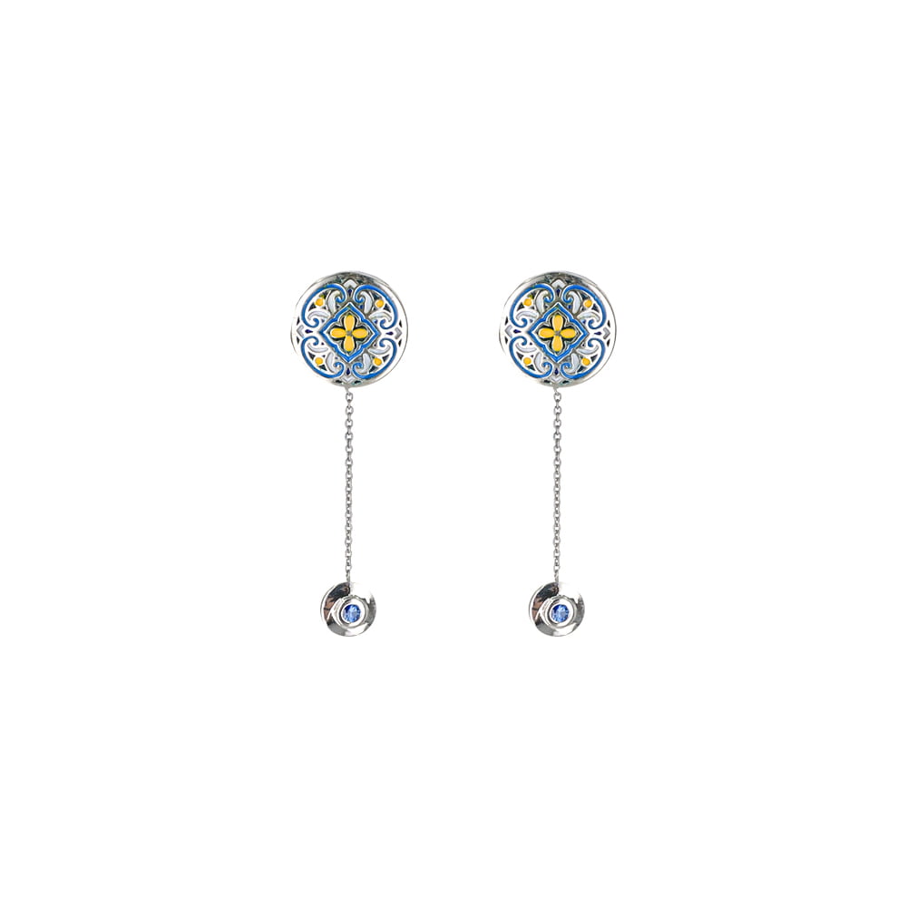 Sphere Studs with Sapphire Drop Earrings