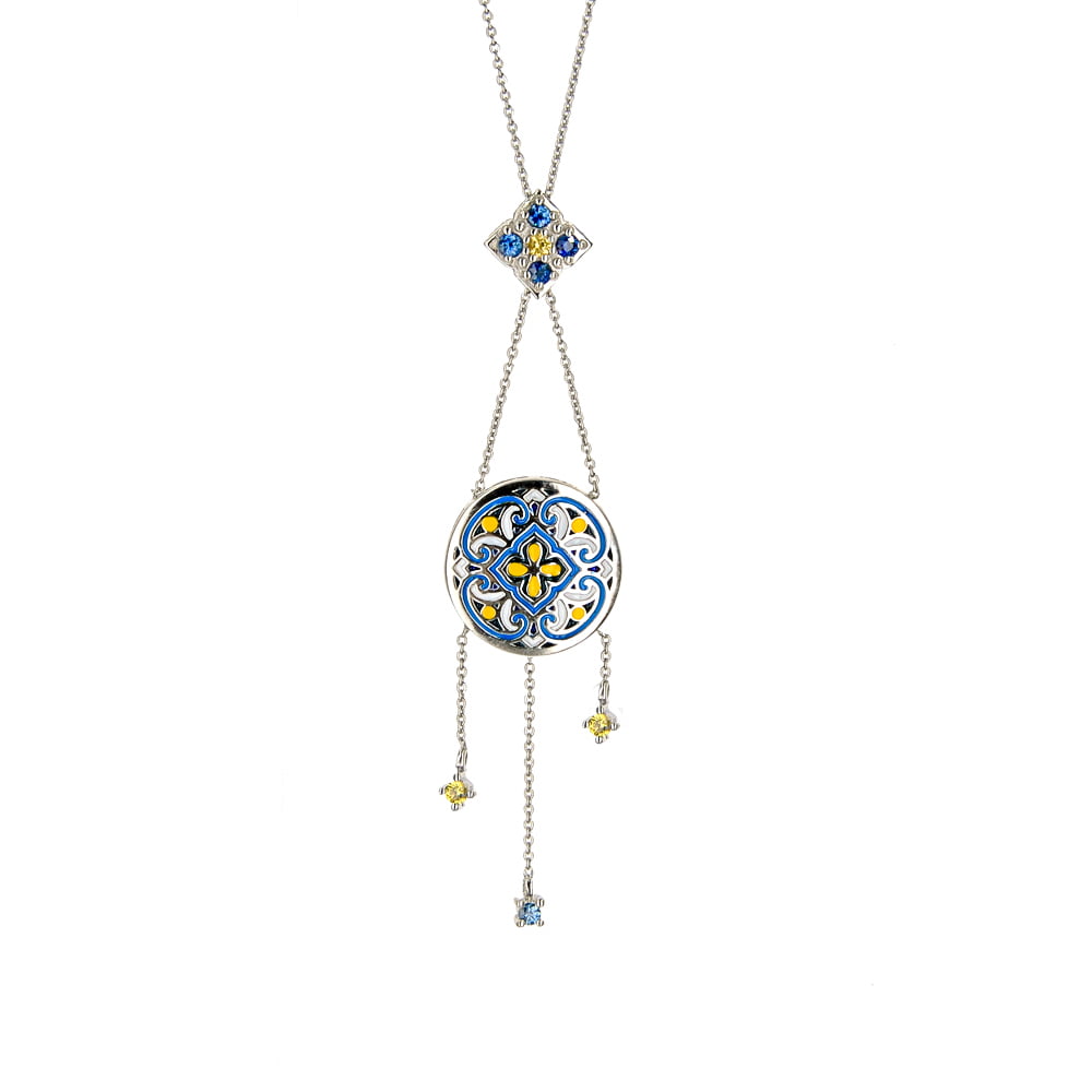Wau Splendour Coin Necklace with Sapphire Drops