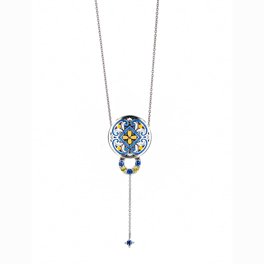 The Legacy Coin Necklace with Sapphire Drop