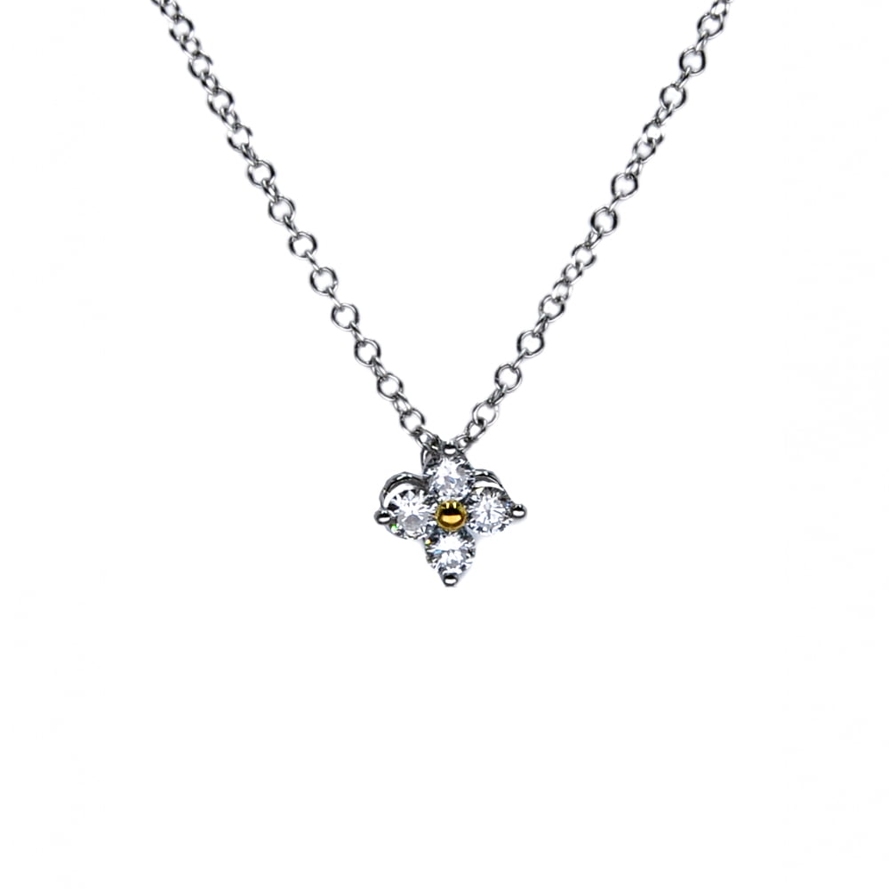 Four Petal Lab-Grown Diamond Necklace in Gold