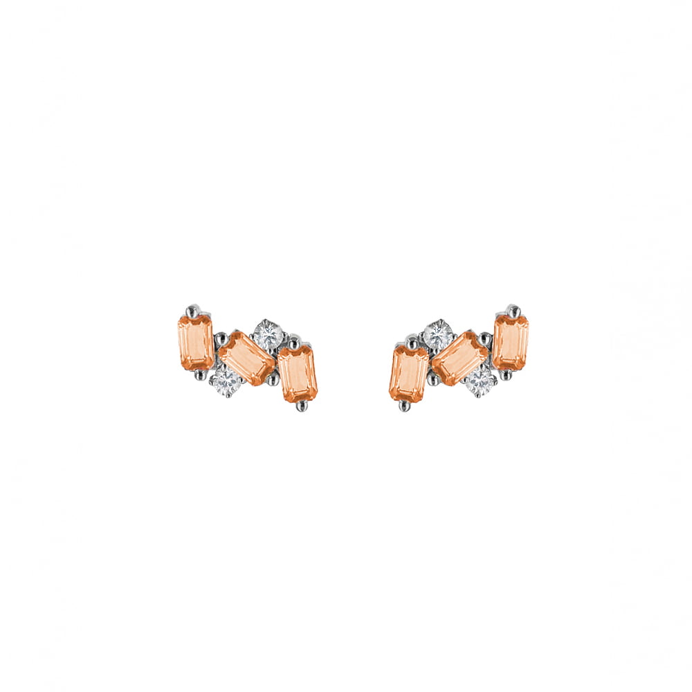 Orange Summer Hue Asymmetrical Sapphire Earrings