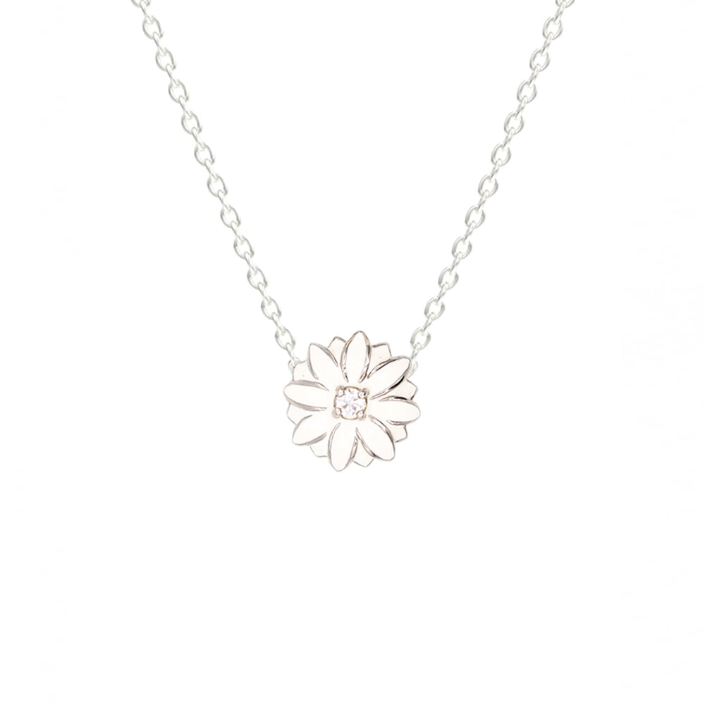 Snowflake White Sunflower Necklace