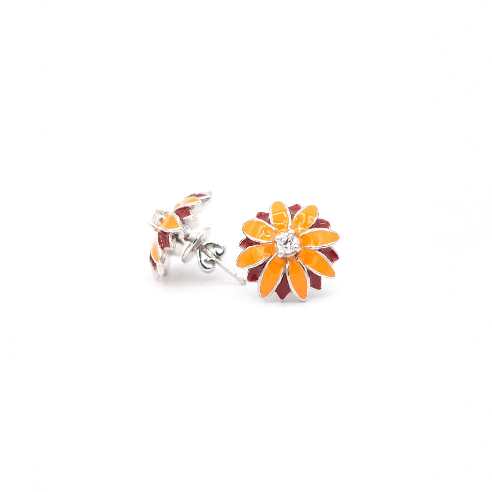 Marigold Orange Sunflower Earrings