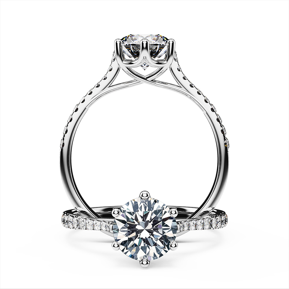 Cathedral Faith Pave Side Diamond Ring