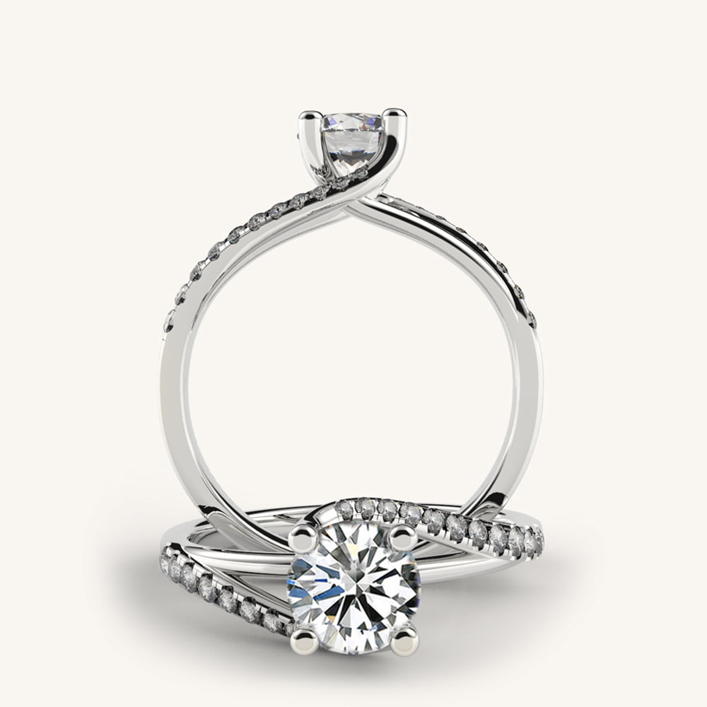 Double Twisted Side Diamond Engagement Ring