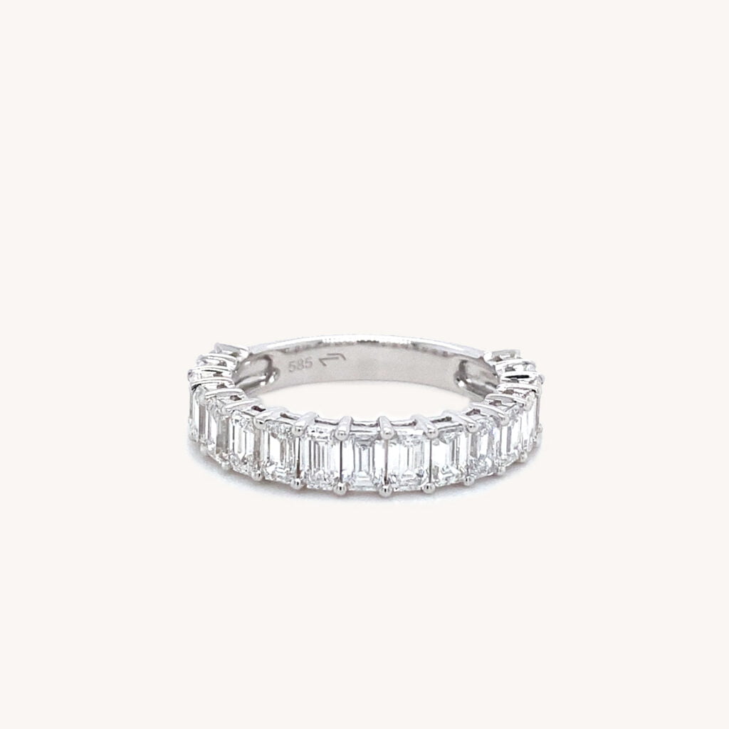 Emerald Half Eternity Diamond Band